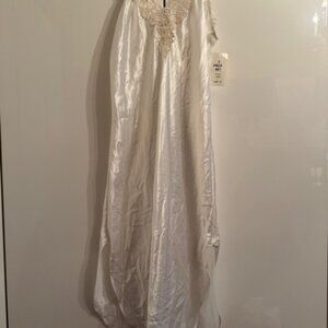 Long Nightgown Embroidered Satin, Size 6